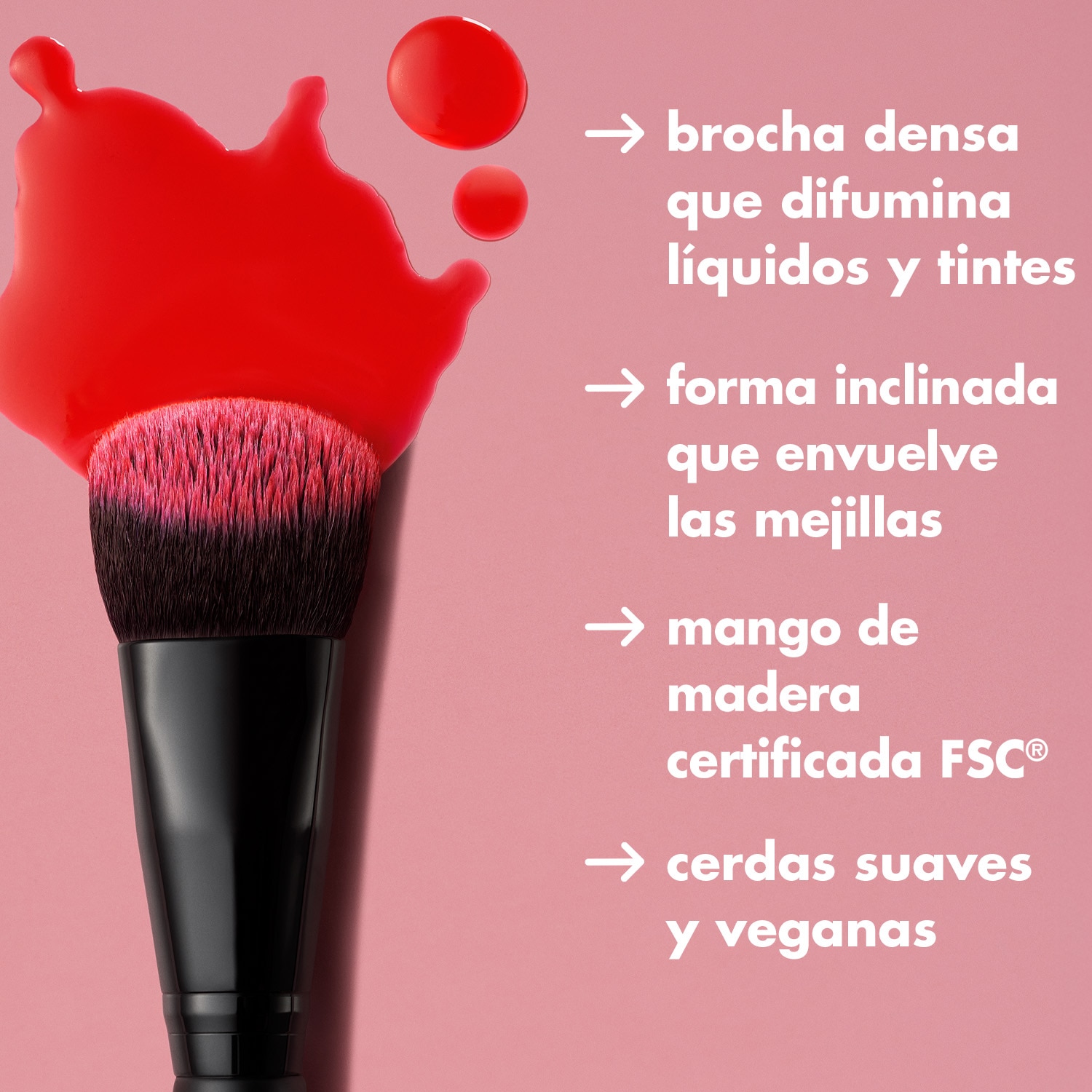 E.L.F. STAIN & TINT BLENDING BRUSH (BROCHA DE RUBOR DE MAQUILLAJE CON CERDAS DENSAS)